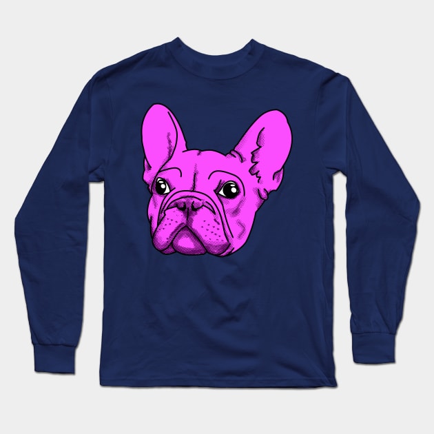 Cool Purple French BullDog Long Sleeve T-Shirt by AwePup